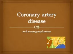  Coronary artery disease And nursing implications