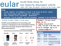  EULAR Study Group for  Risk Factors for Rheumatoid Arthritis