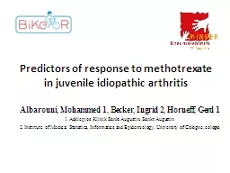  Predictors  of response to methotrexate in juvenile idiopathic arthritis