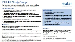  EULAR Study Group: Haemochromatosis arthropathy