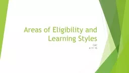  Areas of Eligibility and Learning Styles