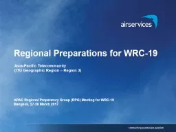  Regional Preparations for WRC-19