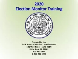  2020 Election Monitor  Training