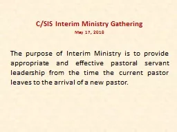  C/SIS Interim Ministry  Gathering
