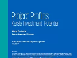  Project Profiles  Kerala Investment Potential