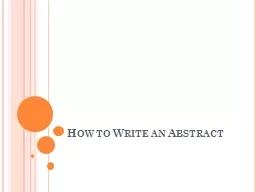  How to Write an Abstract