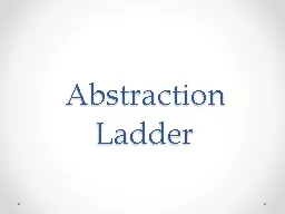  Abstraction Ladder Abstraction Ladder: Day One