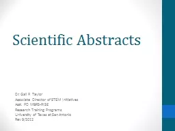  Scientific Abstracts Dr. Gail P. Taylor