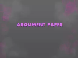  ARGUMENT PAPER Common Problems 