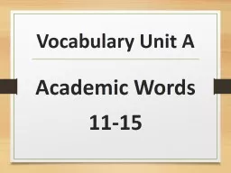  Vocabulary Unit A Academic Words 