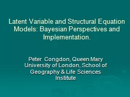  Latent Variable and Structural Equation Models: Bayesian Perspectives and Implementation.