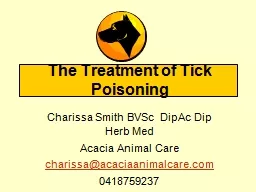  The Treatment of Tick Poisoning