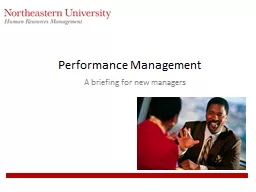  Performance Management A briefing for new managers