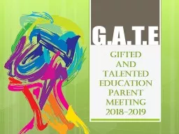  G.A.T.E Gifted And  Talented