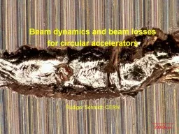  1 Beam  dynamics and beam losses