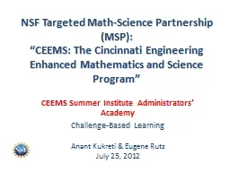  NSF Targeted Math-Science Partnership (MSP): 