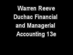  Warren Reeve Duchac Financial and Managerial Accounting 13e
