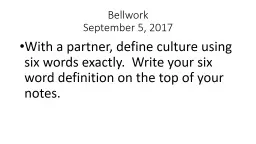  Bellwork   September 5, 2017