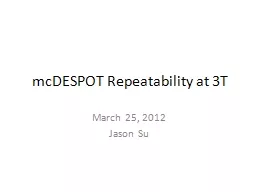  mcDESPOT  Repeatability at 3T