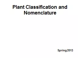  Plant Classification and Nomenclature