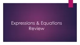  Expressions & Equations Review
