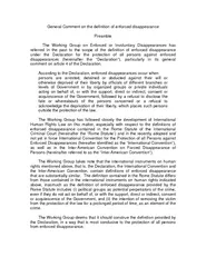 General Comment on the definition of enforced disappea