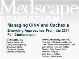  Managing CINV and Cachexia