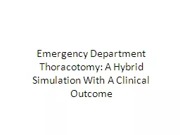  Emergency Department  Thoracotomy