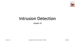  Intrusion Detection Chapter 25