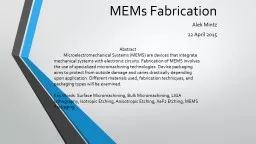  MEMs Fabrication Alek Mintz
