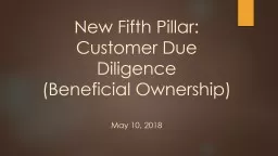  New Fifth Pillar: Customer Due Diligence 