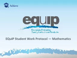  EQuIP Student Work  Protocol 