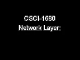  CSCI-1680 Network Layer: