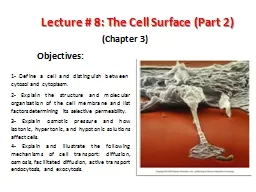 Lecture #  8: The Cell Surface (Part 2) 