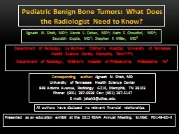  Pediatric  Benign Bone  Tumors: 
