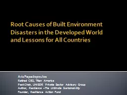 Root Causes of Built Environment Disasters in the Developed World and Lessons for All Countries
