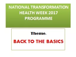 NATIONAL TRANSFORMATION HEALTH