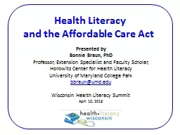 Health Literacy  and  the Affordable Care Act 