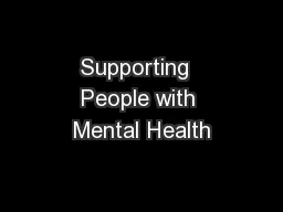 Supporting  People with Mental Health