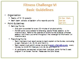 Fitness Challenge VII  Basic Guidelines