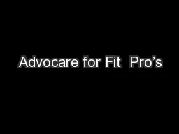 Advocare for Fit  Pro’s