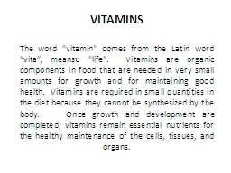 VITAMINS  The  word 