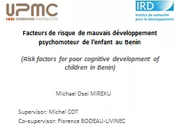 PPT-Facteurs de risque de mauvais développement psychomoteur de l’enfant au Benin