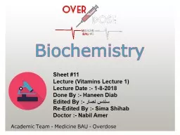 Sheet  #11 Lecture  (Vitamins Lecture 1)