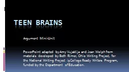 PPT-Teen Brains Argument Mini-Unit