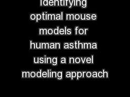 Identifying optimal mouse models for human asthma using a novel modeling approach