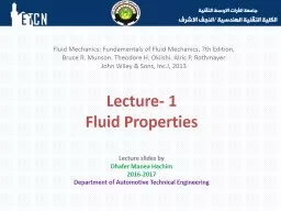 Lecture-  1 Fluid Properties