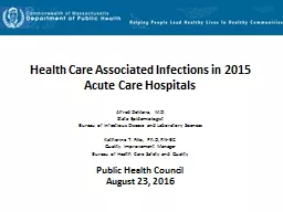 Health Care Associated Infections in 2015