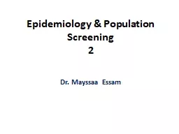 Epidemiology & Population Screening