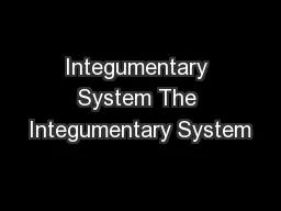 Integumentary System The Integumentary System